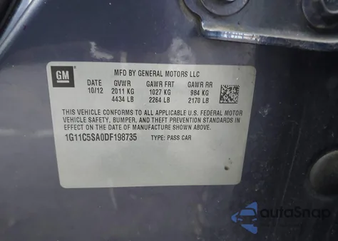 2013 Chevrolet Malibu 1Lt z USA, uszkodzony, nr VIN 1G11C5SA0DF198735